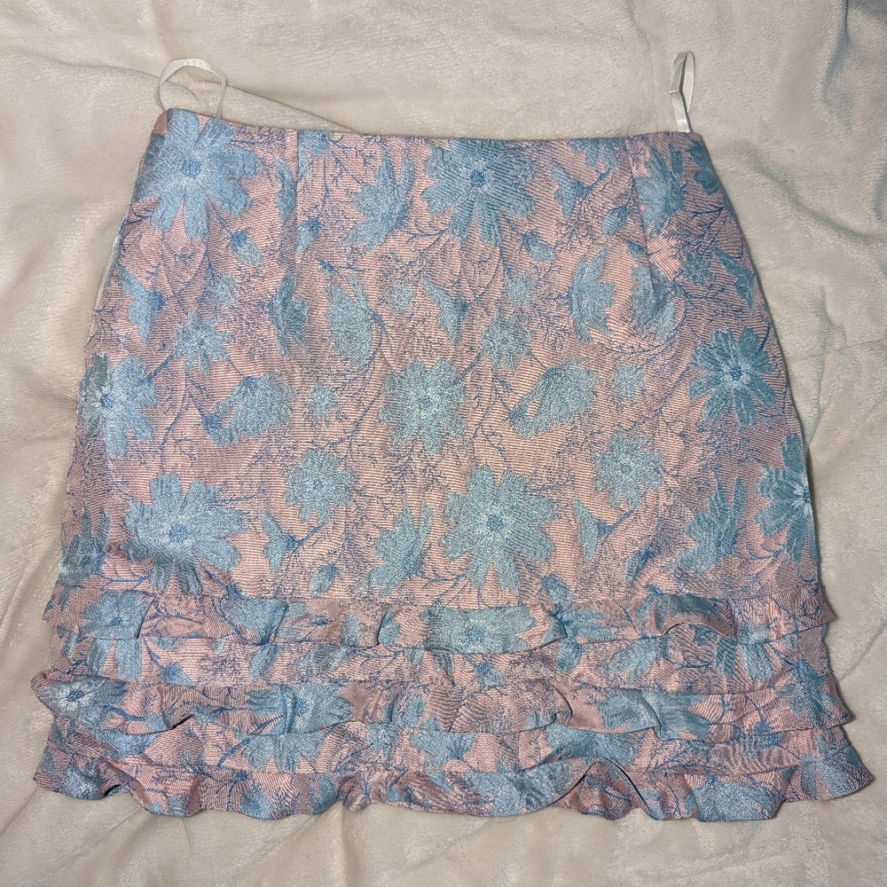 Size Small Tiered Ruffle Mini Skirt in Colors Blush and Blue